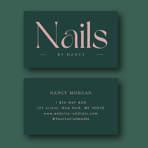 Nagelkünstler fett typografie grün und rosa visitenkarte