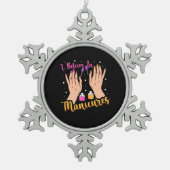 Nagelkünstler glauben an Maniküre Schneeflocken Zinn-Ornament (Vorderseite)