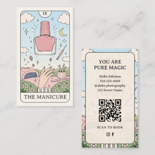 Nagelkünstler Pink Pastell Tarot Visitenkarte