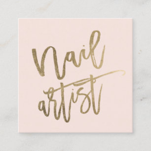 Nagelkünstler-Typografiegold erröten rosa Quadratische Visitenkarte