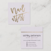 Nagelkünstlertypographie-Goldflieder Quadratische Visitenkarte (Vorne/Hinten)