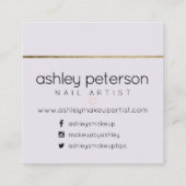 Nagelkünstlertypographie-Goldflieder Quadratische Visitenkarte (Rückseite)