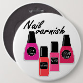 Nagellack, Nagellack, Cartoon rosa Rosa Korallenei Button (Vorne & Hinten)