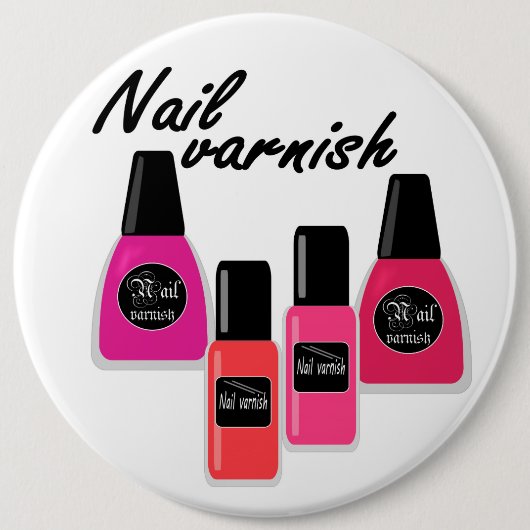 Nagellack, Nagellack, Cartoon rosa Rosa Korallenei Button (Vorderseite)