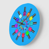 Nagellack Ringe Blau Große Wanduhr (Winkel)