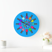Nagellack Ringe Blau Große Wanduhr (Zuhause)