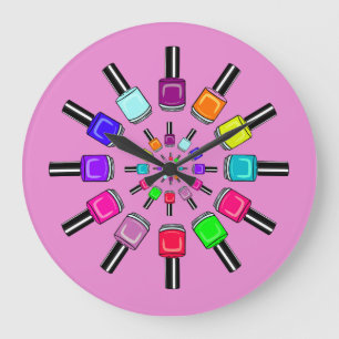 Nagellack Ringe Rosa Große Wanduhr