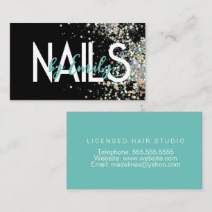 Nagellackstudio Designer Galaxy Art Türkis Schwarz Visitenkarte