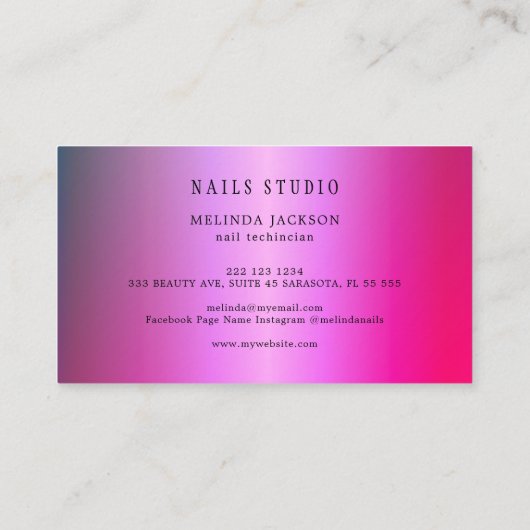 Nagellalonmanikurist, modern poliert visitenkarte (Rückseite)