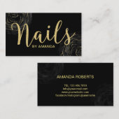 Nageln Sie das Salon-moderne Schwarze u. Gold mit Visitenkarte (Vorne/Hinten)