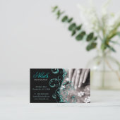 Nageln Sie Salon-Geschäfts-Karten-Glitzer-blaues Visitenkarte (Stehend Vorderseite)