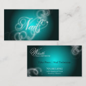 Nageln Sie Tech-Geschäfts-Karte elegant blühen Visitenkarte (Vorne/Hinten)