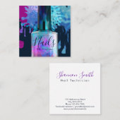 Nageln Sie Techniker-bunten Spritzer-Entwurf Quadratische Visitenkarte (Vorne/Hinten)