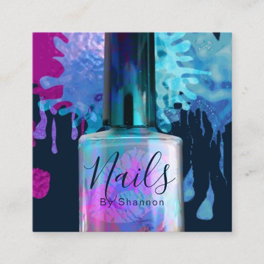 Nageln Sie Techniker-bunten Spritzer-Entwurf Quadratische Visitenkarte (Vorderseite)