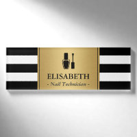 Nageln Sie Techniker-Logo-GoldSchwarz-weiße