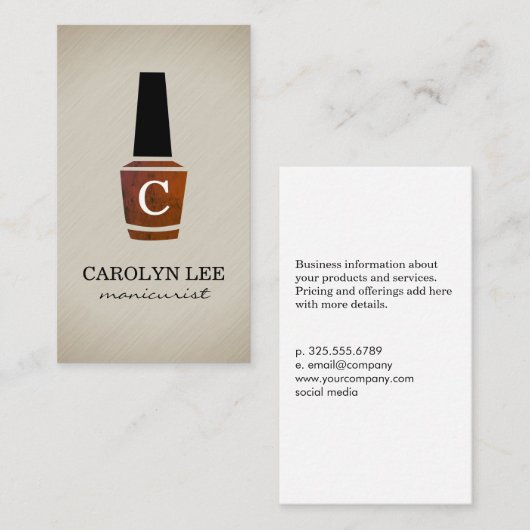 Nagelpolnische Monogramm Visitenkarte (Vorne/Hinten)