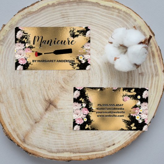 Nagelpolnischer Brush | Gold und Blume Terminkarte