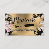 Nagelpolnischer Brush | Gold und Blume Terminkarte (Vorderseite)
