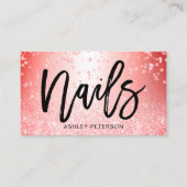 Nagelroter Glitzer Metallspitzfindigi Konfetti Visitenkarte (Vorderseite)