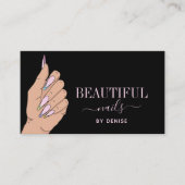 Nagelsalon-Frau Hand glitzernde Nägel Technikerin Visitenkarte (Vorderseite)