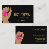 Nagelsalon-Frau Hand glitzernde Nägel Technikerin Visitenkarte (Vorne/Hinten)