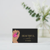 Nagelsalon-Frau Hand glitzernde Nägel Technikerin Visitenkarte (Stehend Vorderseite)