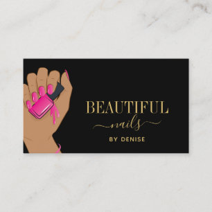 Nagelsalon-Frau Hand glitzernde Nägel Technikerin Visitenkarte