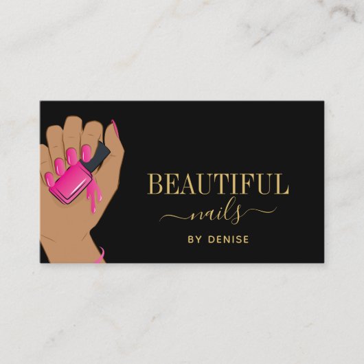 Nagelsalon-Frau Hand glitzernde Nägel Technikerin Visitenkarte (Vorderseite)