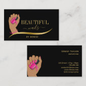 Nagelsalon-Frau Hand glitzernde Nägel Technikerin Visitenkarte (Vorne/Hinten)