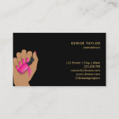 Nagelsalon-Frau Hand glitzernde Nägel Technikerin Visitenkarte (Rückseite)