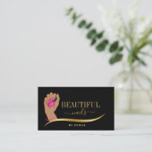 Nagelsalon-Frau Hand glitzernde Nägel Technikerin Visitenkarte (Stehend Vorderseite)