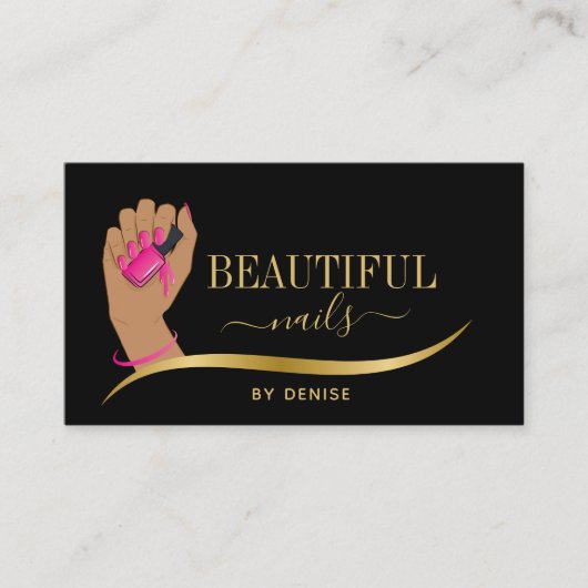 Nagelsalon-Frau Hand glitzernde Nägel Technikerin Visitenkarte (Vorderseite)