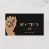 Nagelsalon-Frau Hand glitzernde Nägel Technikerin Visitenkarte (Vorderseite)