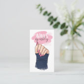 Nagelsalon gürrisch rosa angesagte Nägel Illustrat Visitenkarte (Stehend Vorderseite)
