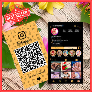 Nagelsalon Instagram Peach   Social Media QR Code Visitenkarte