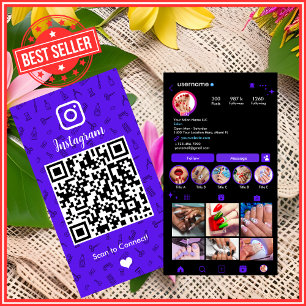 Nagelsalon Instagram Violet Social Media QR Code Visitenkarte