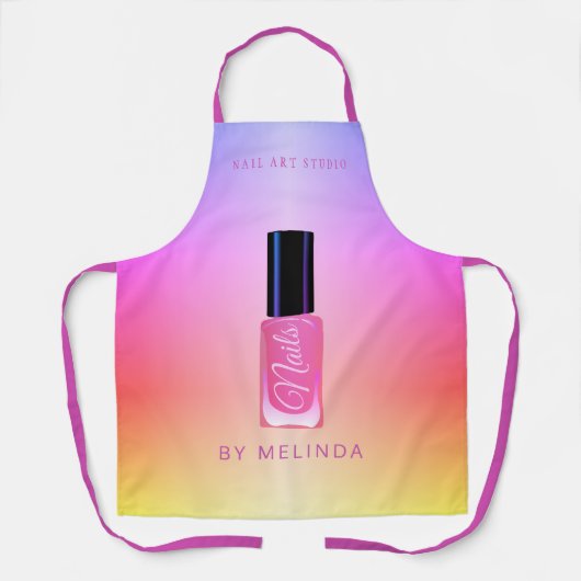 Nagelsalon Manikurist modern poliert bunt Schürze (Vorderseite)