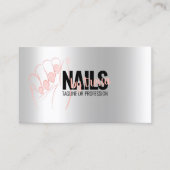 Nagelsalon Platinum Rose Quartz Rosa Glitzer Visitenkarte (Vorderseite)