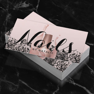 Nagelsalon-Poliererin Maniküre Vintage Floral Rosa Visitenkarte