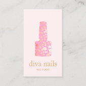 Nagelsalon, rosa und goldene Maniküre polnische Fl Visitenkarte (Vorderseite)