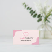 Nagelsalon - Rosa Visitenkarte (Stehend Vorderseite)