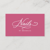 Nagelsalon Spa Elegantes Pink Script Maniküre Visitenkarte (Vorderseite)