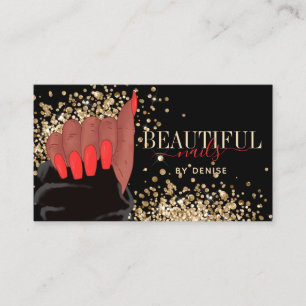 Nagelstudio afroamericanischer Nageltechnikerin Visitenkarte