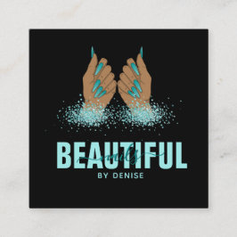 Nagelstudio Frau Handholograph Nägel Techniker Quadratische Visitenkarte