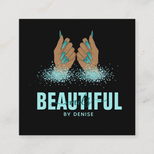 Nagelstudio Frau Handholograph Nägel Techniker Quadratische Visitenkarte (Vorderseite)