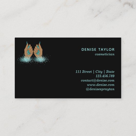 Nagelstudio Frau Handholograph Nägel Techniker Visitenkarte (Rückseite)