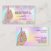 Nagelstudio Frau Handholograph Nägel Techniker Visitenkarte (Vorne/Hinten)