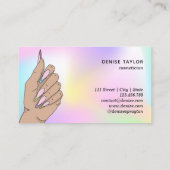 Nagelstudio Frau Handholograph Nägel Techniker Visitenkarte (Rückseite)