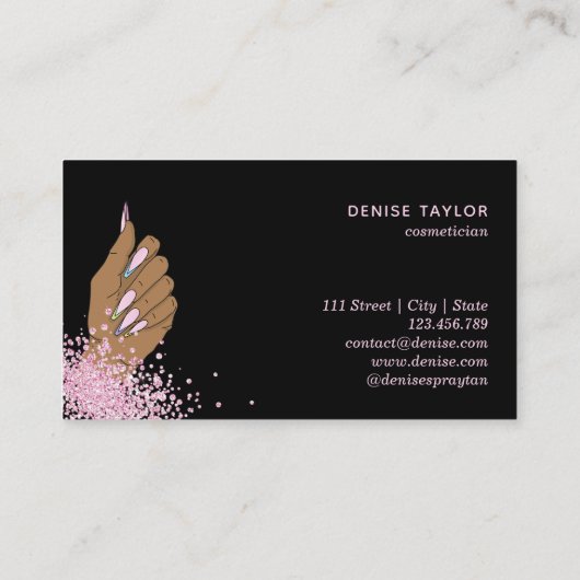 Nagelstudio Frau Handholograph Nägel Techniker Visitenkarte (Rückseite)