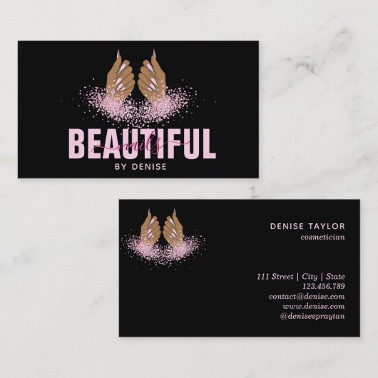 Nagelstudio Frau Handholograph Nägel Techniker Visitenkarte (Vorne/Hinten)